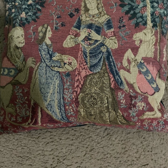 The Smell The Lady at The Unicorn 1 Large French MCM Tapestry Pillow Sham 16x16 - Picture 5 of 13